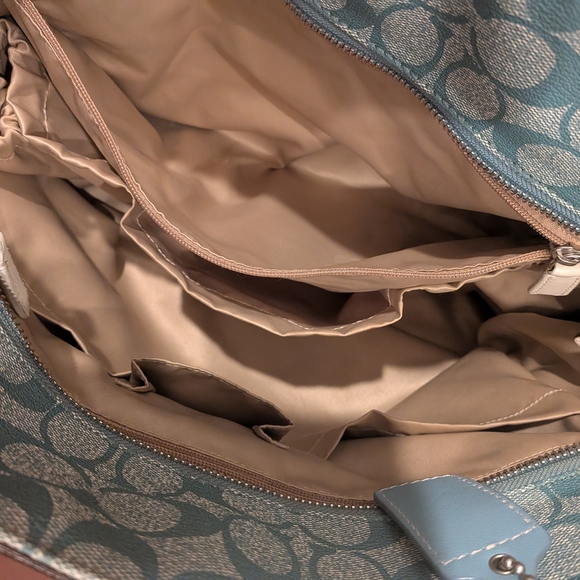 Coach Blue and Cream Signature Tote Bag - Picture 10 of 11